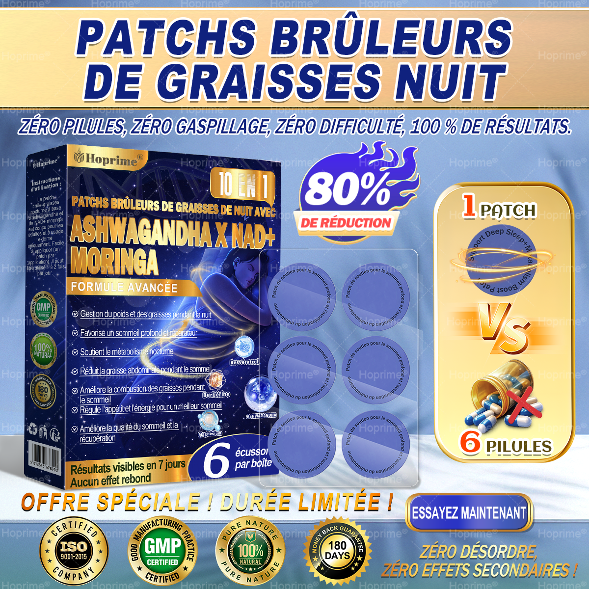 𝑯𝙤𝒑𝐫𝒊𝙢𝒆® PATCHS BRÛLE-GRAS DE NUIT ! PAS DE COMPRIMÉS, PAS DE GASPILLAGE, PAS DE LUTTE, 100 % DE RÉSULTATS.