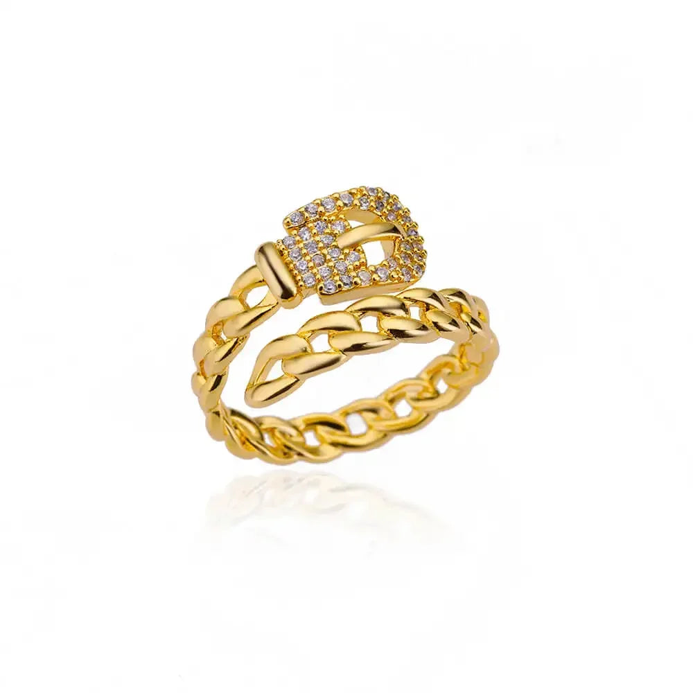 AAA Zircon Simple Geometric Ring Elegant Women's Daily Work Opening Adjustable Rings for Women Bridal Engagement Jewelry Gift