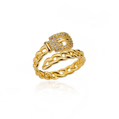 AAA Zircon Simple Geometric Ring Elegant Women's Daily Work Opening Adjustable Rings for Women Bridal Engagement Jewelry Gift