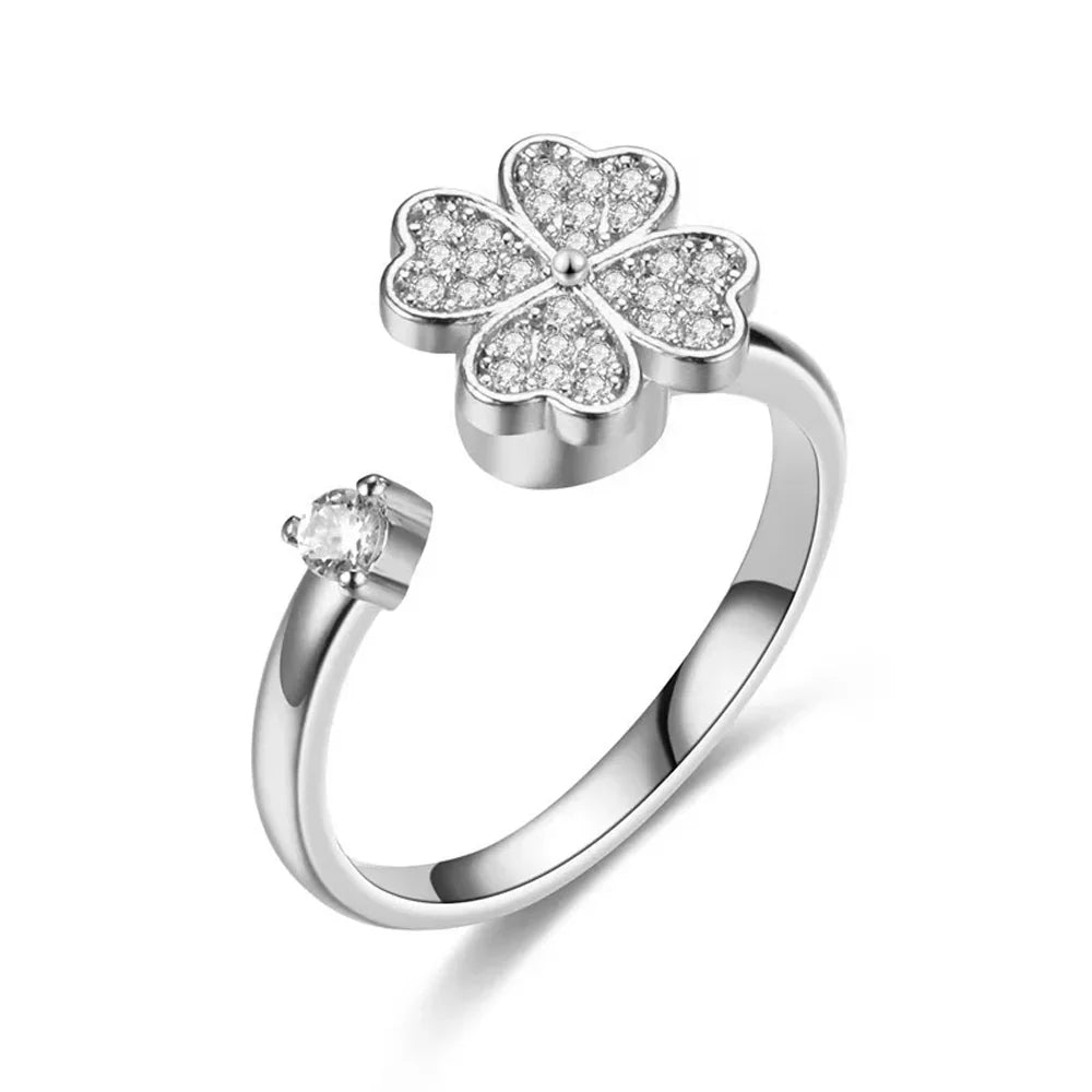 AAA Zircon Simple Geometric Ring Elegant Women's Daily Work Opening Adjustable Rings for Women Bridal Engagement Jewelry Gift