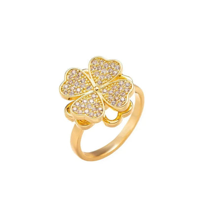AAA Zircon Simple Geometric Ring Elegant Women's Daily Work Opening Adjustable Rings for Women Bridal Engagement Jewelry Gift