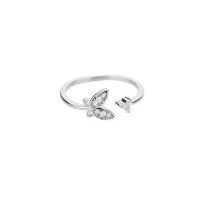 AAA Zircon Simple Geometric Ring Elegant Women's Daily Work Opening Adjustable Rings for Women Bridal Engagement Jewelry Gift