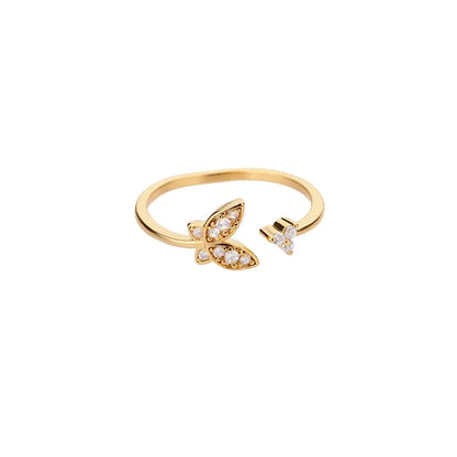 AAA Zircon Simple Geometric Ring Elegant Women's Daily Work Opening Adjustable Rings for Women Bridal Engagement Jewelry Gift