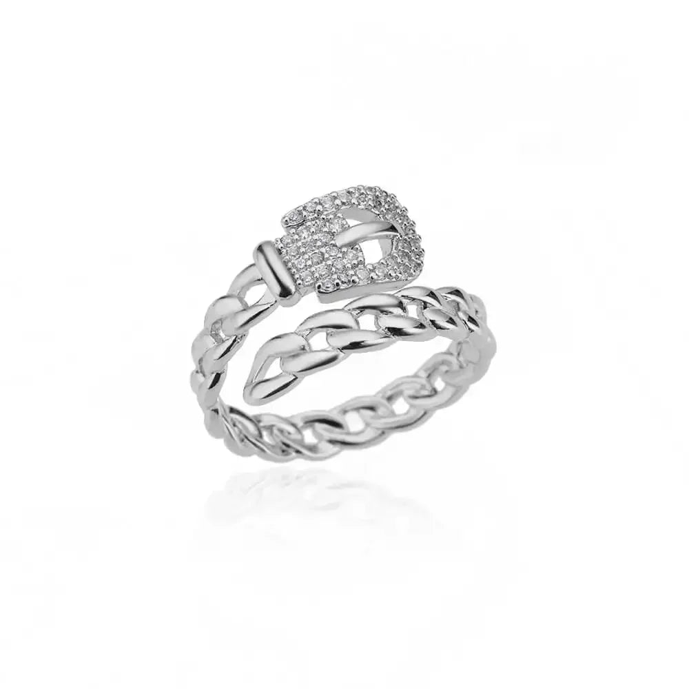 AAA Zircon Simple Geometric Ring Elegant Women's Daily Work Opening Adjustable Rings for Women Bridal Engagement Jewelry Gift