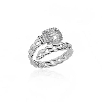 AAA Zircon Simple Geometric Ring Elegant Women's Daily Work Opening Adjustable Rings for Women Bridal Engagement Jewelry Gift