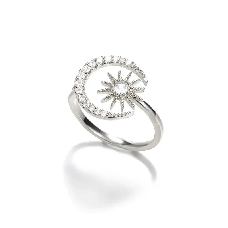 AAA Zircon Simple Geometric Ring Elegant Women's Daily Work Opening Adjustable Rings for Women Bridal Engagement Jewelry Gift
