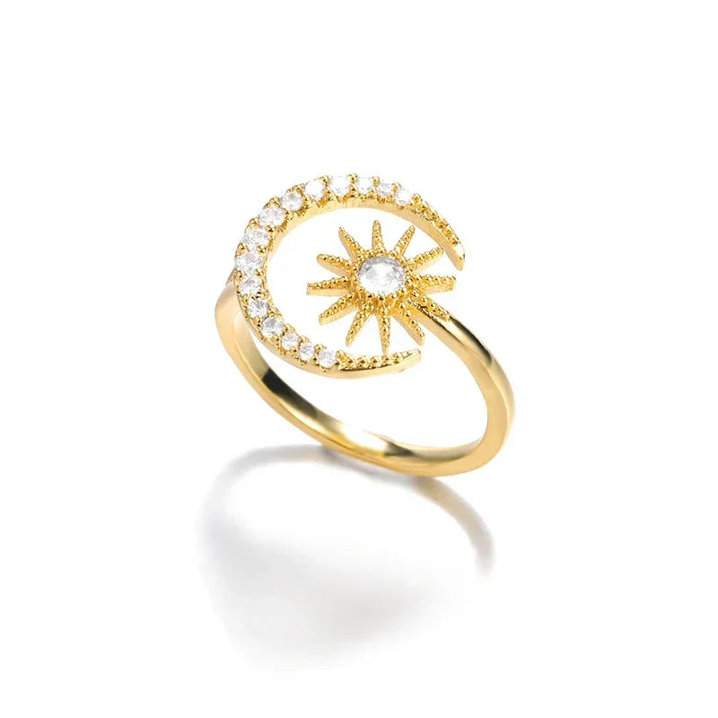 AAA Zircon Simple Geometric Ring Elegant Women's Daily Work Opening Adjustable Rings for Women Bridal Engagement Jewelry Gift
