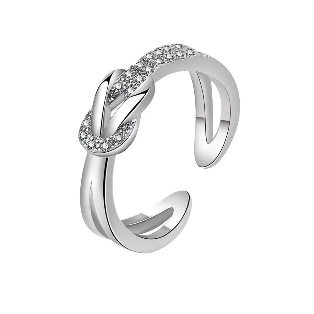 AAA Zircon Simple Geometric Ring Elegant Women's Daily Work Opening Adjustable Rings for Women Bridal Engagement Jewelry Gift