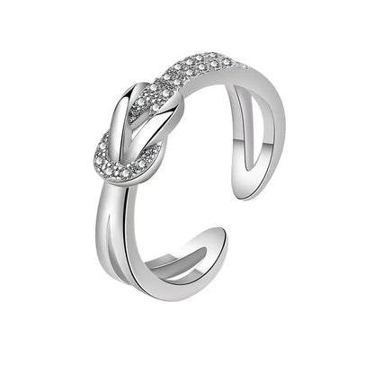 AAA Zircon Simple Geometric Ring Elegant Women's Daily Work Opening Adjustable Rings for Women Bridal Engagement Jewelry Gift