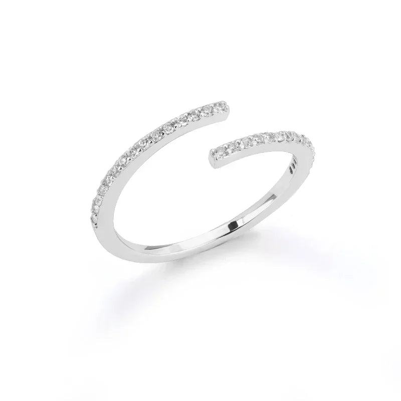 AAA Zircon Simple Geometric Ring Elegant Women's Daily Work Opening Adjustable Rings for Women Bridal Engagement Jewelry Gift
