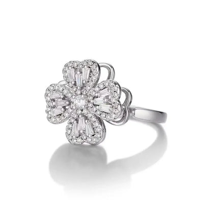 AAA Zircon Simple Geometric Ring Elegant Women's Daily Work Opening Adjustable Rings for Women Bridal Engagement Jewelry Gift