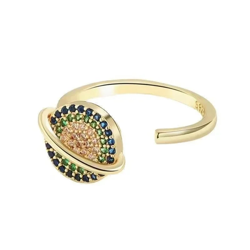 AAA Zircon Simple Geometric Ring Elegant Women's Daily Work Opening Adjustable Rings for Women Bridal Engagement Jewelry Gift