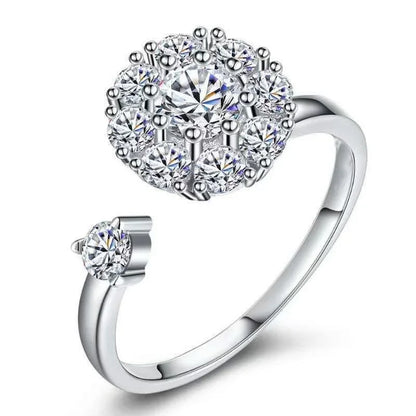 AAA Zircon Simple Geometric Ring Elegant Women's Daily Work Opening Adjustable Rings for Women Bridal Engagement Jewelry Gift