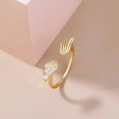 AAA Zircon Simple Geometric Ring Elegant Women's Daily Work Opening Adjustable Rings for Women Bridal Engagement Jewelry Gift