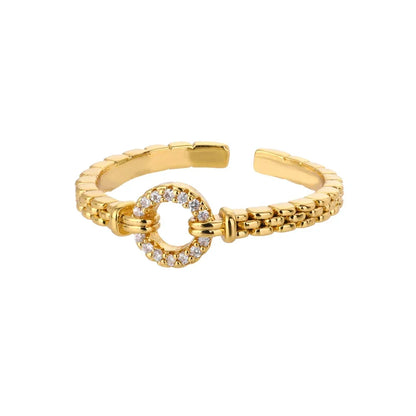AAA Zircon Simple Geometric Ring Elegant Women's Daily Work Opening Adjustable Rings for Women Bridal Engagement Jewelry Gift
